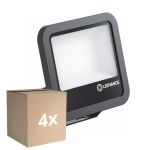 Monipakkaus 4x Ledvance LED Valonheitin Aluminium Musta 69W 9150lm 100D - 830 Lämmin Valkoinen | IP66 - Symmetrinen