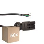 Monipakkaus 50x Noxion GST - Yhteensopiva Virtajohto Musta - Uros + Avoimet päät - 0,3m - 3 pole 0,75mm2